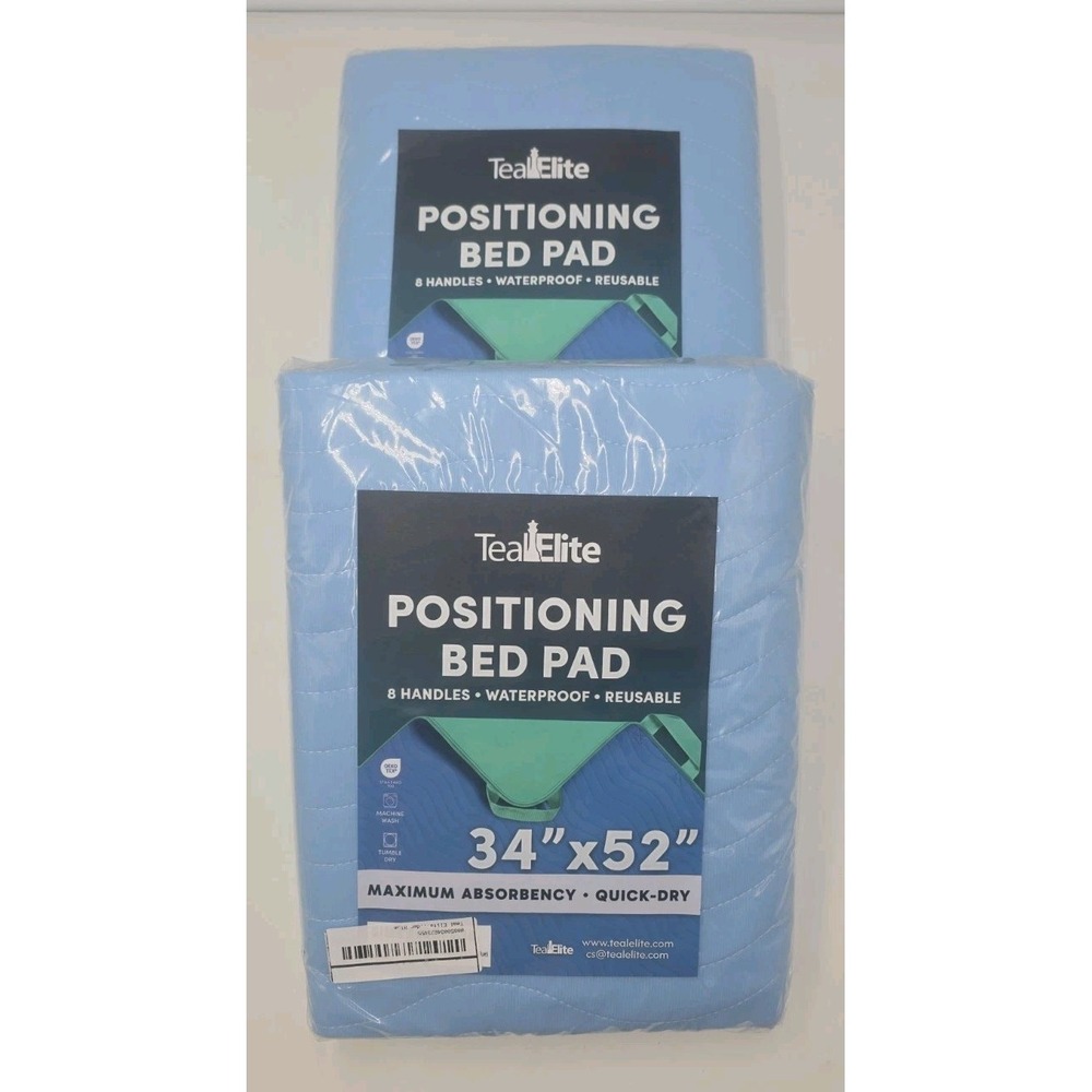 2 Teal Elite Washable Positioning Bed Pad with 8 Reinforced Handles – 34"x52"‎